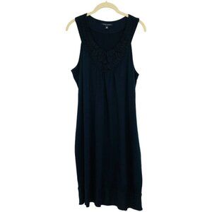 Banana Republic Women's Black Sleeveless Ruffle Top Silk Trim Dress L